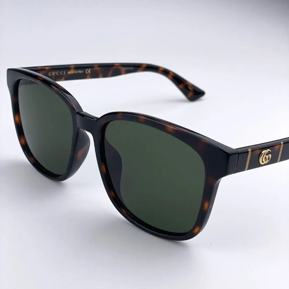 NEW GUCCI LOGO GG0637SK 002 Havana Green Square Men Sunglasses